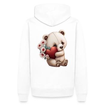 Cute bear with heart and flowers - Men’s Premium Organic Hoodie - white - Back - Nico (187cm)