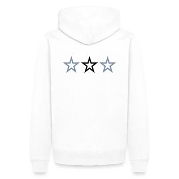 3 STERNE - Männer Premium Bio Hoodie - Weiß - Hinten - Nico (187cm)
