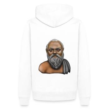 Socrate philosophe grec - Sweat à capuche Premium bio Homme - blanc - Dos - Nico (187cm)