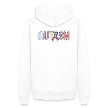 autisme - Sweat à capuche Premium bio Homme - blanc - Dos - Nico (187cm)