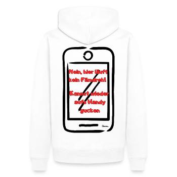 Kein Filmdreh – Handyfokus Spruch - Männer Premium Bio Hoodie - Weiß - Hinten - Nico (187cm)
