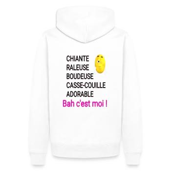 CHIANTE, RALEUSE - Sweat à capuche Premium bio Homme - blanc - Dos - Nico (187cm)