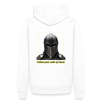 Casque Rei médiéval - Sweat à capuche Premium bio Homme - blanc - Dos - Nico (187cm)