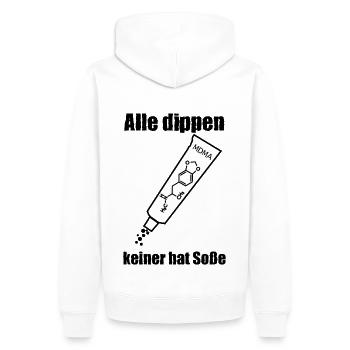 Alle dippen keiner hat Soße - Männer Premium Bio Hoodie - Weiß - Hinten - Nico (187cm)
