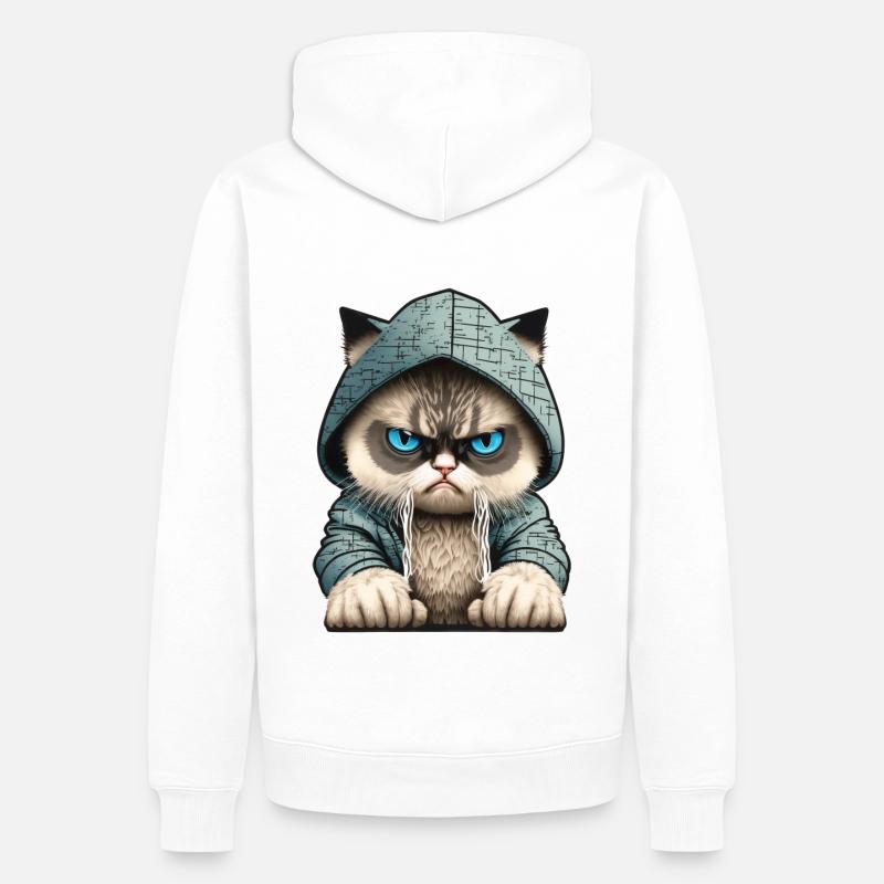 Hacker Cat - Sweat à capuche Premium bio Homme - blanc