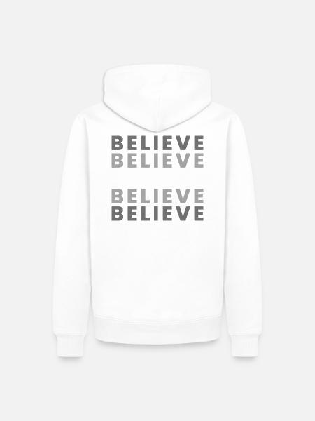Faith in the Grid – Gray White - Men’s Premium Organic Hoodie - white