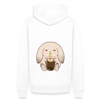 Adorable Bunny Drinking Boba - Men’s Premium Organic Hoodie - white - Back - Nico (187cm)