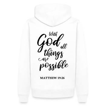 Christliches Bibel Zitat - Männer Premium Bio Hoodie - Weiß - Hinten - Nico (187cm)