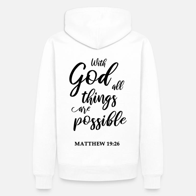 Citation biblique chrétienne - Sweat à capuche Premium bio Homme - blanc