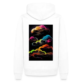 Neon Clouds - Männer Premium Bio Hoodie - Weiß - Hinten - Nico (187cm)