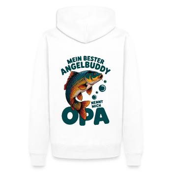 Angeln mit Enkeln Angel Opa Angelbuddy - Männer Premium Bio Hoodie - Weiß - Hinten - Nico (187cm)