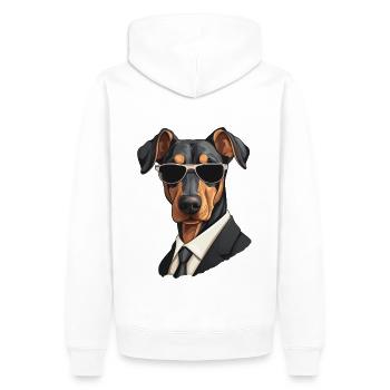 cool Doberman chien avec lunettes de soleil en costume - Sweat à capuche Premium bio Homme - blanc - Dos - Nico (187cm)