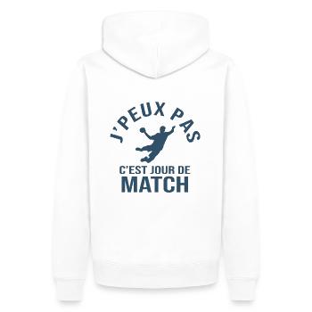 handball je peux pas c est match de hand - Sweat à capuche Premium bio Homme - blanc - Dos - Nico (187cm)