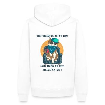 Katze- kein Bock- schlechte Laune - Männer Premium Bio Hoodie - Weiß - Hinten - Nico (187cm)