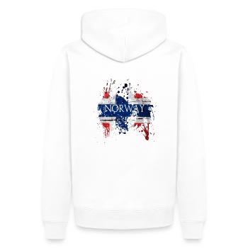 Drapeau Norvège Drapeau Norvège Cadeau Norge - Sweat à capuche Premium bio Homme - blanc - Dos - Nico (187cm)
