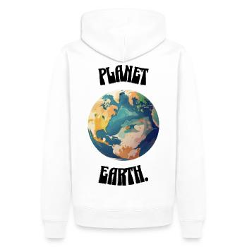 planet earth. - Männer Premium Bio Hoodie - Weiß - Hinten - Nico (187cm)