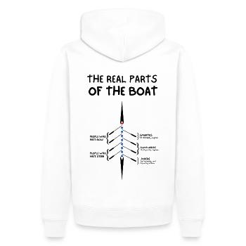 The real parts of the boat, Funny rowing design - Men’s Premium Organic Hoodie - white - Back - Nico (187cm)