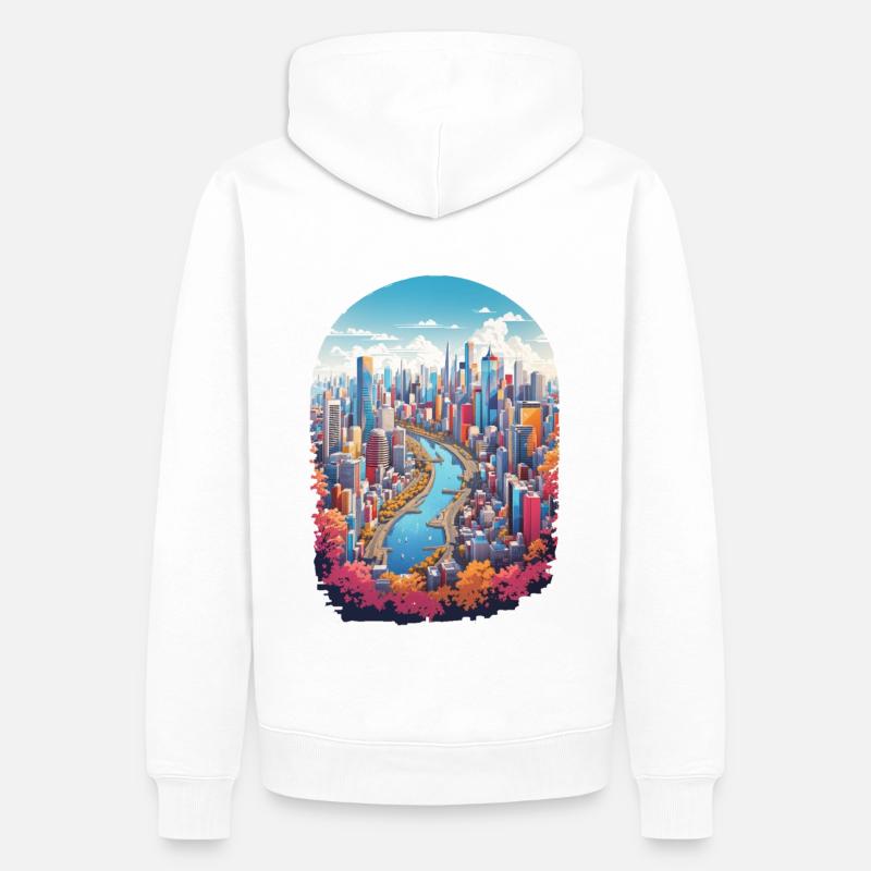 Paysage urbain - Sweat à capuche Premium bio Homme - blanc