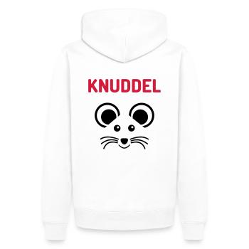 ★ Designfarben änderbar ★ Knuddelmaus - Männer Premium Bio Hoodie - Weiß - Hinten - Nico (187cm)