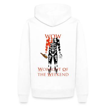 Entraînement du week-end - Sweat à capuche Premium bio Homme - blanc - Dos - Nico (187cm)