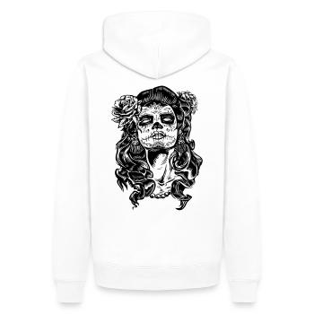 La calavera catrina Design - Männer Premium Bio Hoodie - Weiß - Hinten - Nico (187cm)