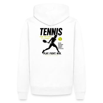 Mentalité du tennis - Sweat à capuche Premium bio Homme - blanc - Dos - Nico (187cm)