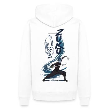 Avatar Prinz Zuko Mit Maske Und Schwertern - Männer Premium Bio Hoodie - Weiß - Hinten - Nico (187cm)