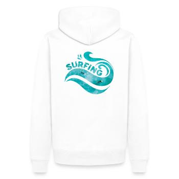 Surf - Sweat à capuche Premium bio Homme - blanc - Dos - Nico (187cm)