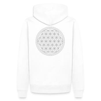 Fleur de vie en argent - Sweat à capuche Premium bio Homme - blanc - Dos - Nico (187cm)