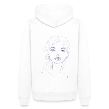 Illustration de visage de femmebleu violet - Sweat à capuche Premium bio Homme - blanc - Dos - Nico (187cm)