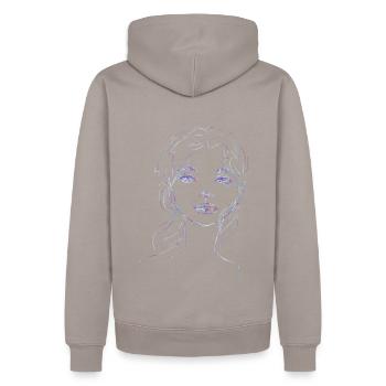 Woman face illustrationpurple blue - Men’s Premium Organic Hoodie - taupe - Back - Nico (187cm)