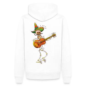 Squelette mexicain jouant la guitare - Sweat à capuche Premium bio Homme - blanc - Dos - Nico (187cm)