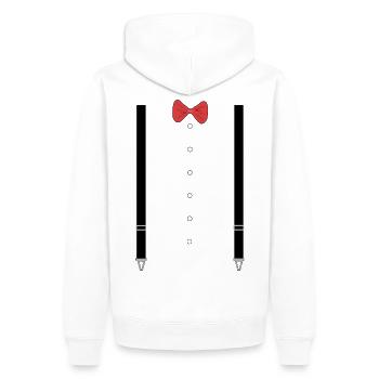Costume avec bretelles et noeud papillon rouge - Sweat à capuche Premium bio Homme - blanc - Dos - Nico (187cm)