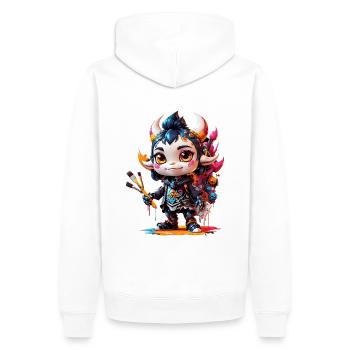 Kawaii Künstler Monster - Männer Premium Bio Hoodie - Weiß - Hinten - Nico (187cm)