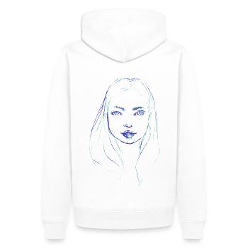 Visage de femme vert bleu illustration - Sweat à capuche Premium bio Homme - blanc - Dos - Nico (187cm)