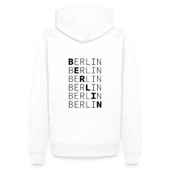 Berlin - Men’s Premium Organic Hoodie - white - Back - Nico (187cm)