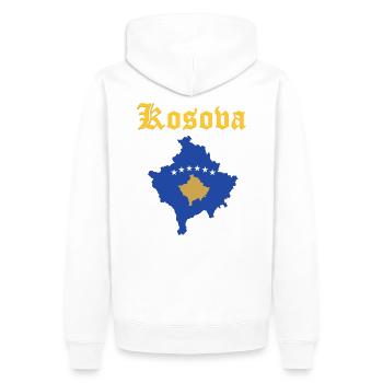 Kosovo Design - Männer Premium Bio Hoodie - Weiß - Hinten - Nico (187cm)