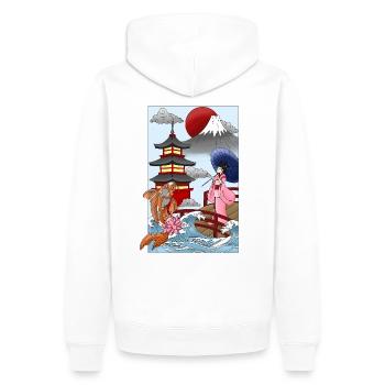 Le Japon - Sweat à capuche Premium bio Homme - blanc - Dos - Nico (187cm)