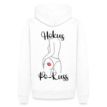 Hokus Pokuss - Po-Kuss - Männer Premium Bio Hoodie - Weiß - Hinten - Nico (187cm)