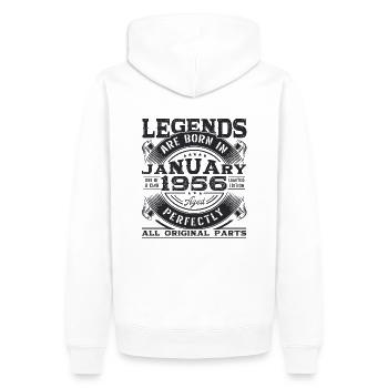 Né en 1956 janvier 67e anniversaire Homme cadeau - Sweat à capuche Premium bio Homme - blanc - Dos - Nico (187cm)