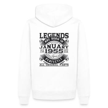Né en 1955 janvier 68e anniversaire cadeau homme - Sweat à capuche Premium bio Homme - blanc - Dos - Nico (187cm)