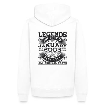 Année 2003 Janvier 20e anniversaire cadeau homme - Sweat à capuche Premium bio Homme - blanc - Dos - Nico (187cm)