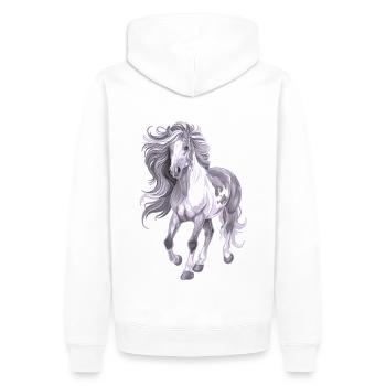 Pferd mit langer Mähne - Männer Premium Bio Hoodie - Weiß - Hinten - Nico (187cm)