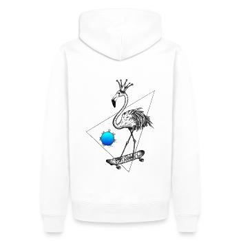 Flamingo Blau Skate Fresh Modern SVENPAINT - Männer Premium Bio Hoodie - Weiß - Hinten - Nico (187cm)
