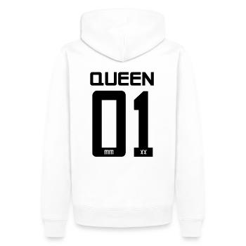King - Queen Geschenk Geschenkidee - Männer Premium Bio Hoodie - Weiß - Hinten - Nico (187cm)