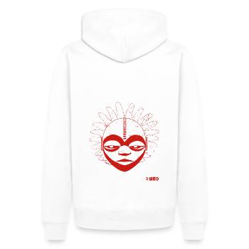 Yaoundé - red & White - Sweat à capuche Premium bio Homme - blanc - Dos - Nico (187cm)