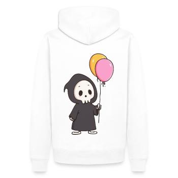 Mignon Faucheur avec des ballons - Design d’humour noir - Sweat à capuche Premium bio Homme - blanc - Dos - Nico (187cm)