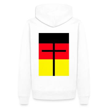 cross de - Men’s Premium Organic Hoodie - white - Back - Nico (187cm)