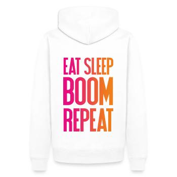 Eat Sleep Boom Repeat - T-shirt de festival - Sweat à capuche Premium bio Homme - blanc - Dos - Nico (187cm)