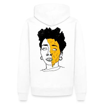 visage de femme - Sweat à capuche Premium bio Homme - blanc - Dos - Nico (187cm)